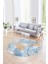 Dijital Kaymaz Taban Yıkanabilir Modern Desen Yuvarlak Mutfak Salon Halısı, N-Y-Modern-98-Mavi, 1