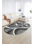 Dijital Kaymaz Yıkanabilir Modern Desen Oval Yolluk Mutfak Salon Halısı, N-O-Modern-97-Gri, 2