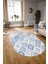 Dijital Kaymaz Yıkanabilir Modern Desen Oval Yolluk Mutfak Salon Halısı, N-O-Modern-66-Mavi, 3