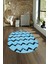 Dijital Kaymaz Yıkanabilir Modern Desen Oval Yolluk Mutfak Salon Halısı, N-O-Modern-71-Mavi, 4