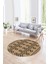 Dijital Kaymaz Taban Yıkanabilir Modern Desen Yuvarlak Mutfak Salon Halısı, N-Y-Modern-87-Krem, 1