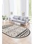 Dijital Kaymaz Yıkanabilir Modern Desen Oval Yolluk Mutfak Salon Halısı, N-O-Modern-68-Krem, 1