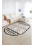 Dijital Kaymaz Yıkanabilir Modern Desen Oval Yolluk Mutfak Salon Halısı, N-O-Modern-68-Krem, 2