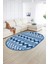 Dijital Kaymaz Yıkanabilir Modern Desen Oval Yolluk Mutfak Salon Halısı, N-O-MODERN-105-MAVİ, 2
