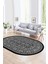 Dijital Kaymaz Yıkanabilir Modern Desen Oval Yolluk Mutfak Salon Halısı, N-O-MODERN-113-ANTRASİT, 1