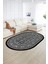 Dijital Kaymaz Yıkanabilir Modern Desen Oval Yolluk Mutfak Salon Halısı, N-O-MODERN-113-ANTRASİT, 2