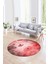 Dijital Kaymaz Taban Yıkanabilir Modern Desen Yuvarlak Mutfak Salon Halısı, N-Y-MODERN-109-KIRMIZI, 1