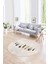 Dijital Kaymaz Taban Yıkanabilir Modern Desen Yuvarlak Mutfak Salon Halısı, N-Y-MODERN-115-KREM, 1