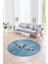 Dijital Kaymaz Taban Yıkanabilir Modern Desen Yuvarlak Mutfak Salon Halısı, N-Y-MODERN-115-MAVİ, 1