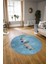 Dijital Kaymaz Taban Yıkanabilir Modern Desen Yuvarlak Mutfak Salon Halısı, N-Y-MODERN-115-MAVİ, 3