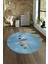 Dijital Kaymaz Taban Yıkanabilir Modern Desen Yuvarlak Mutfak Salon Halısı, N-Y-MODERN-115-MAVİ, 4