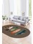 Dijital Kaymaz Yıkanabilir Modern Desen Oval Yolluk Mutfak Salon Halısı, N-O-MODERN-114-KAHVE, 1