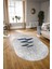 Dijital Kaymaz Yıkanabilir Modern Desen Oval Yolluk Mutfak Salon Halısı, N-O-MODERN-112-MAVİ, 3