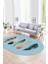 Dijital Kaymaz Yıkanabilir Modern Desen Oval Yolluk Mutfak Salon Halısı, N-O-MODERN-114-MAVİ, 1