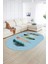 Dijital Kaymaz Yıkanabilir Modern Desen Oval Yolluk Mutfak Salon Halısı, N-O-MODERN-114-MAVİ, 2
