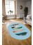 Dijital Kaymaz Yıkanabilir Modern Desen Oval Yolluk Mutfak Salon Halısı, N-O-MODERN-114-MAVİ, 3