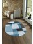 Dijital Kaymaz Yıkanabilir Modern Desen Oval Yolluk Mutfak Salon Halısı, N-O-Modern-77-Mavi, 4