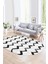 Dijital Kaymaz Yıkanabilir Modern Desen Oval Yolluk Mutfak Salon Halısı, N-O-Modern-71-Beyaz, 1