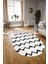 Dijital Kaymaz Yıkanabilir Modern Desen Oval Yolluk Mutfak Salon Halısı, N-O-Modern-71-Beyaz, 3