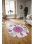 Dijital Kaymaz Taban Yıkanabilir Modern Desen Yuvarlak Mutfak Salon Halısı, N-Y-Modern-45-Mor, 3