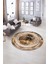 Dijital Kaymaz Taban Yıkanabilir Modern Desen Yuvarlak Mutfak Salon Halısı, N-Y-Modern-46-Kahve, 5