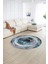 Dijital Kaymaz Taban Yıkanabilir Modern Desen Yuvarlak Mutfak Salon Halısı, N-Y-Modern-46-Mavi, 2