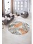 Dijital Kaymaz Taban Yıkanabilir Modern Desen Yuvarlak Mutfak Salon Halısı, N-Y-Modern-98-Turuncu, 5