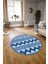 Dijital Kaymaz Taban Yıkanabilir Modern Desen Yuvarlak Mutfak Salon Halısı, N-Y-MODERN-105-MAVİ, 3
