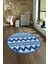 Dijital Kaymaz Taban Yıkanabilir Modern Desen Yuvarlak Mutfak Salon Halısı, N-Y-MODERN-105-MAVİ, 4