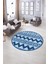 Dijital Kaymaz Taban Yıkanabilir Modern Desen Yuvarlak Mutfak Salon Halısı, N-Y-MODERN-105-MAVİ, 5