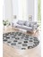 Dijital Kaymaz Yıkanabilir Modern Desen Oval Yolluk Mutfak Salon Halısı, N-O-Modern-99-Gri, 1