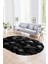 Dijital Kaymaz Yıkanabilir Modern Desen Oval Yolluk Mutfak Salon Halısı, N-O-Modern-31-Antrasit, 1