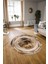 Dijital Kaymaz Taban Yıkanabilir Modern Desen Yuvarlak Mutfak Salon Halısı, N-Y-Modern-46-Kahve, 3