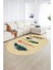 Dijital Kaymaz Yıkanabilir Modern Desen Oval Yolluk Mutfak Salon Halısı, N-O-MODERN-114-KREM, 2