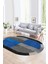 Dijital Kaymaz Yıkanabilir Modern Desen Oval Yolluk Mutfak Salon Halısı, N-O-MODERN-107-MAVİ, 1