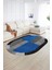 Dijital Kaymaz Yıkanabilir Modern Desen Oval Yolluk Mutfak Salon Halısı, N-O-MODERN-107-MAVİ, 2