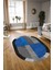 Dijital Kaymaz Yıkanabilir Modern Desen Oval Yolluk Mutfak Salon Halısı, N-O-MODERN-107-MAVİ, 3