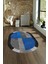 Dijital Kaymaz Yıkanabilir Modern Desen Oval Yolluk Mutfak Salon Halısı, N-O-MODERN-107-MAVİ, 4