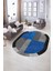 Dijital Kaymaz Yıkanabilir Modern Desen Oval Yolluk Mutfak Salon Halısı, N-O-MODERN-107-MAVİ, 5