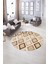 Dijital Kaymaz Taban Yıkanabilir Modern Desen Yuvarlak Mutfak Salon Halısı, N-Y-Modern-66-Kahve, 5