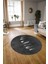 Dijital Kaymaz Taban Yıkanabilir Modern Desen Yuvarlak Mutfak Salon Halısı, N-Y-MODERN-115-ANTRASİT, 3