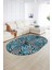 Dijital Kaymaz Yıkanabilir Modern Desen Oval Yolluk Mutfak Salon Halısı, N-O-MODERN-100-MAVİ, 2