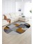Dijital Kaymaz Yıkanabilir Modern Desen Oval Yolluk Mutfak Salon Halısı, N-O-Modern-47-Kahve, 2