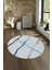 Dijital Kaymaz Taban Yıkanabilir Modern Desen Yuvarlak Mutfak Salon Halısı, N-Y-Modern-73-Mavi, 4