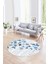 Dijital Kaymaz Taban Yıkanabilir Modern Desen Yuvarlak Mutfak Salon Halısı, N-Y-Modern-42-Mavi, 1