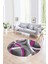 Dijital Kaymaz Taban Yıkanabilir Modern Desen Yuvarlak Mutfak Salon Halısı, N-Y-Modern-97-Mor, 1
