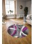 Dijital Kaymaz Taban Yıkanabilir Modern Desen Yuvarlak Mutfak Salon Halısı, N-Y-Modern-97-Mor, 3