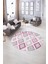 Dijital Kaymaz Taban Yıkanabilir Modern Desen Yuvarlak Mutfak Salon Halısı, N-Y-Modern-66-Pembe, 5