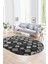 Dijital Kaymaz Yıkanabilir Modern Desen Oval Yolluk Mutfak Salon Halısı, N-O-Modern-99-Antrasit, 1