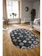 Dijital Kaymaz Yıkanabilir Modern Desen Oval Yolluk Mutfak Salon Halısı, N-O-Modern-99-Antrasit, 3